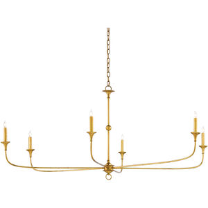 Nottaway 6 Light 61 inch Contemporary Gold Leaf Chandelier Ceiling Light, Large