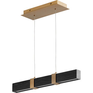 Decca LED 24 inch Aged Brass And Black Oak Linear Pendant Ceiling Light
