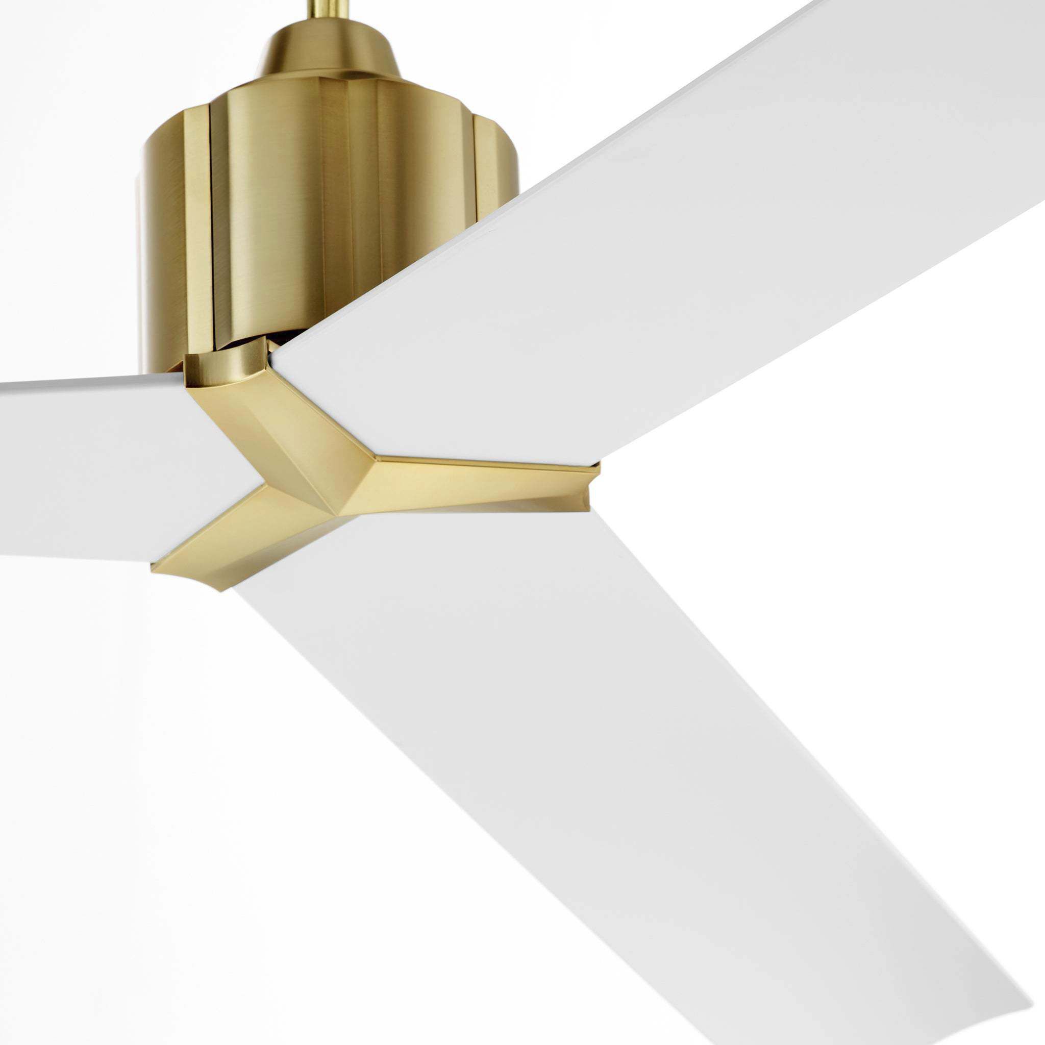 Strato 60 inch Aged Brass with Studio White Blades Ceiling Fan