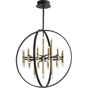Nero 24 Light 30 inch Black with Aged Brass Chandelier Ceiling Light