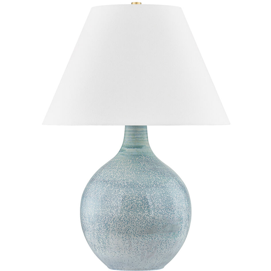 Kearny 26.75 inch 15 watt Aged Brass and Ceramic Reactive Seaglass Table Lamp Portable Light
