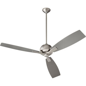 Juno 60 inch Satin Nickel with Silver/Weathered Oak Blades Ceiling Fan