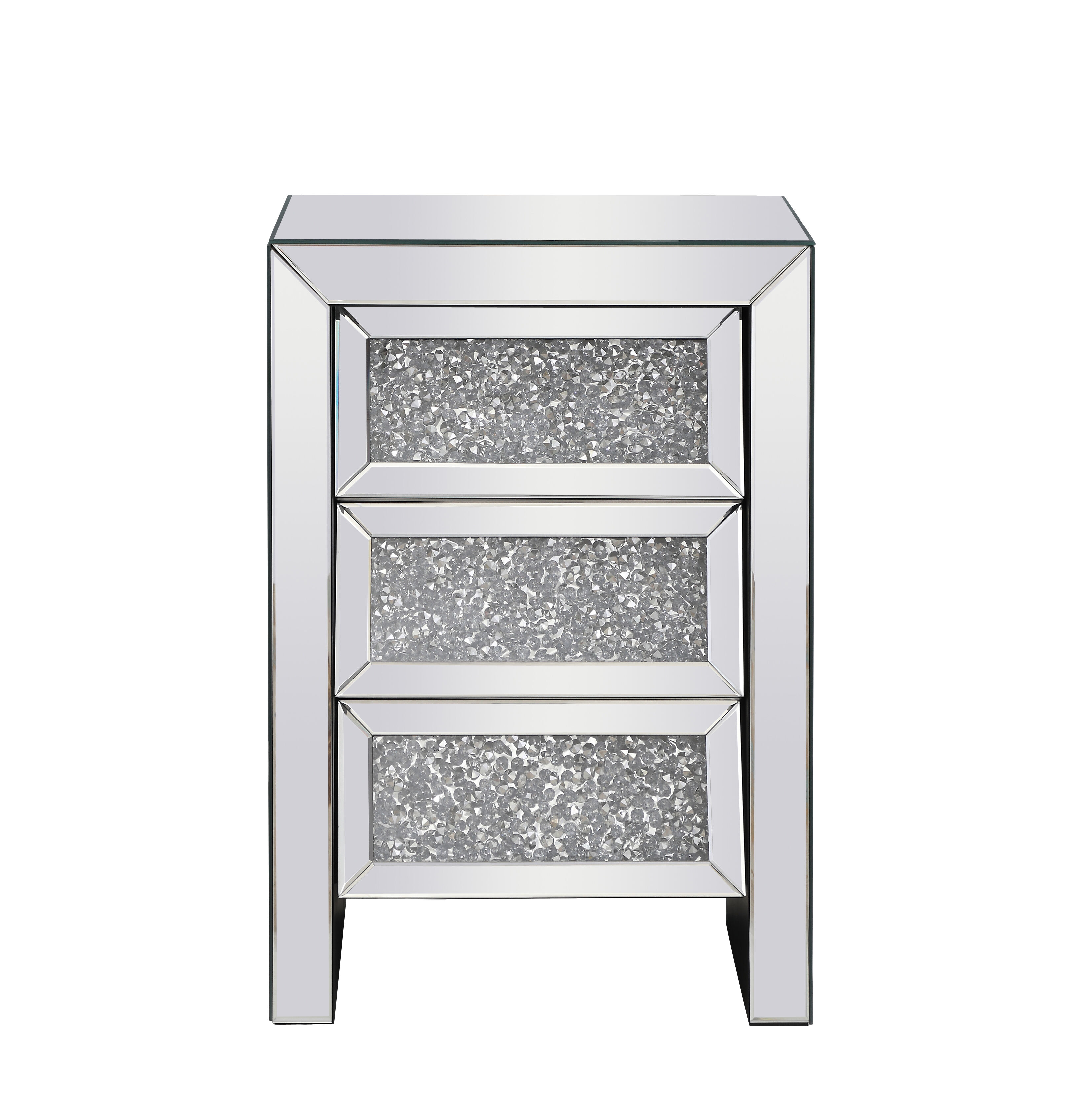 Modern 25.5 X 17.5 inch Clear Mirror Bedside Table