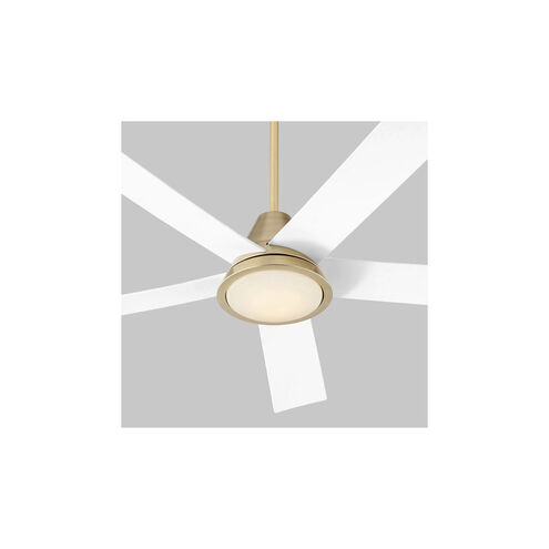 Temple 56 inch Aged Brass/White with White Blades Ceiling Fan