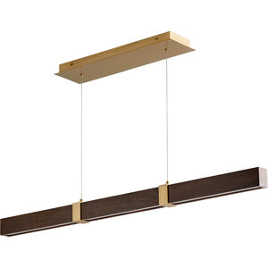 Decca LED 48 inch Aged Brass And Walnut Linear Pendant Ceiling Light