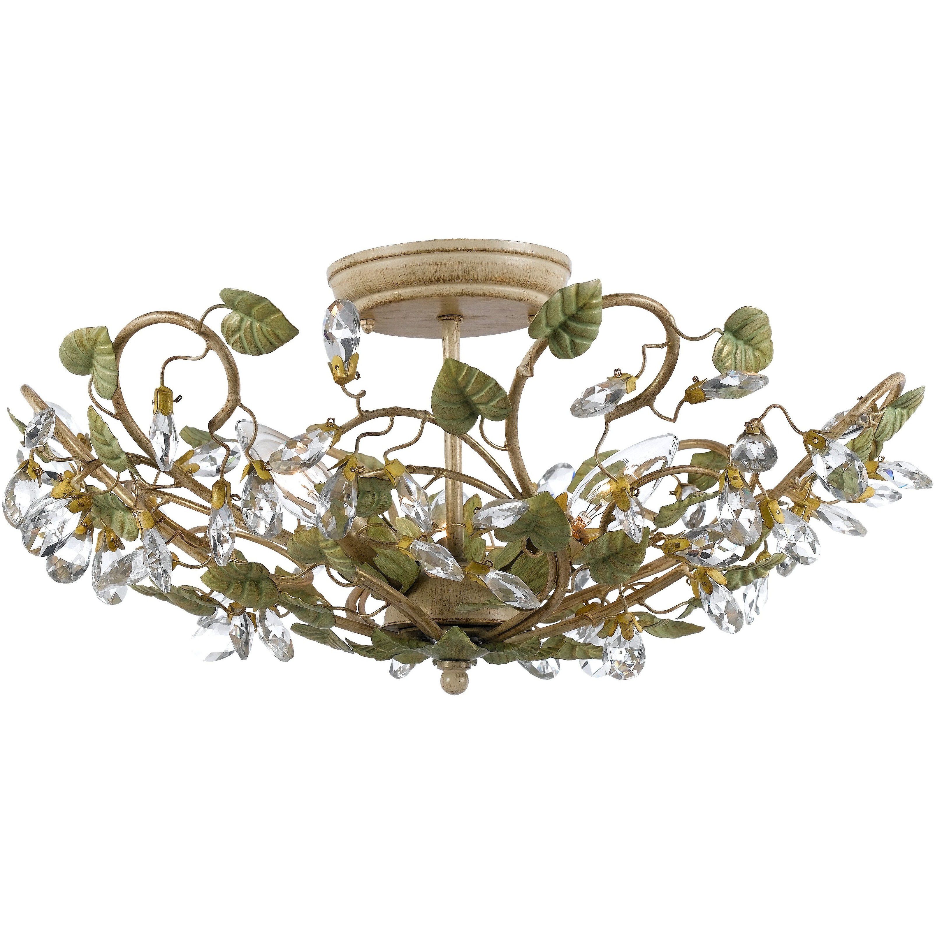 Josie 5 Light 20.5 inch Champagne Green Tea Semi Flush Ceiling Light