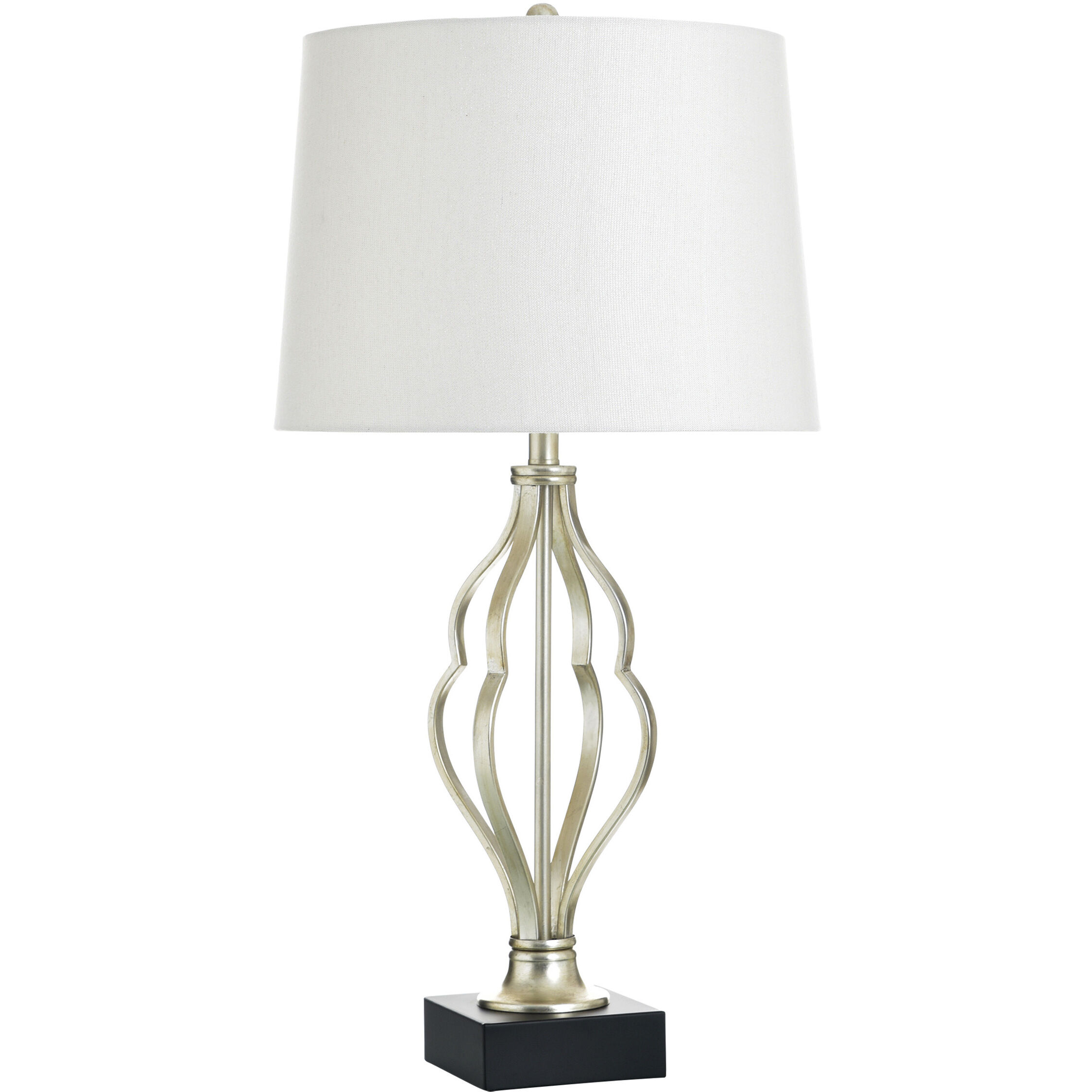 Steel 33 inch 100 watt Castonia Silver and White Table Lamp Portable Light