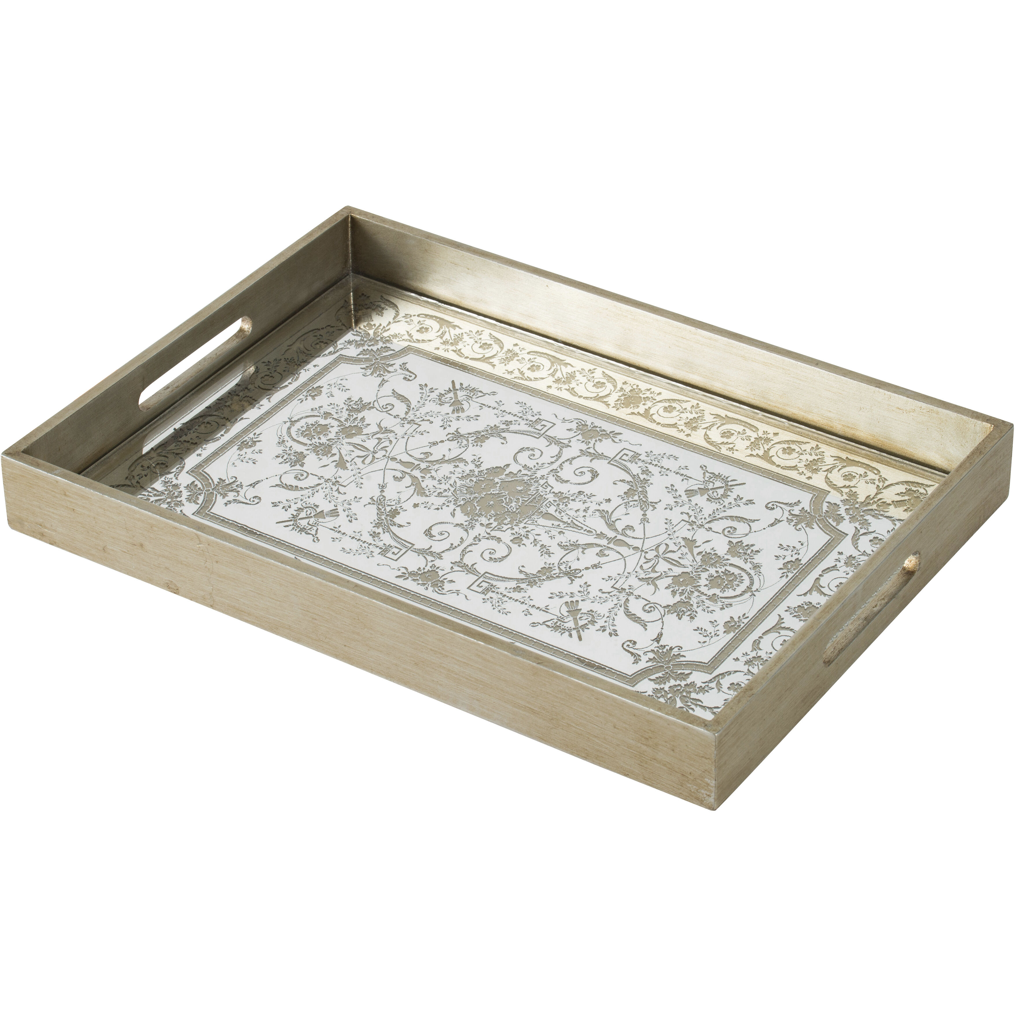 Floral Gold and Mirror Tray
