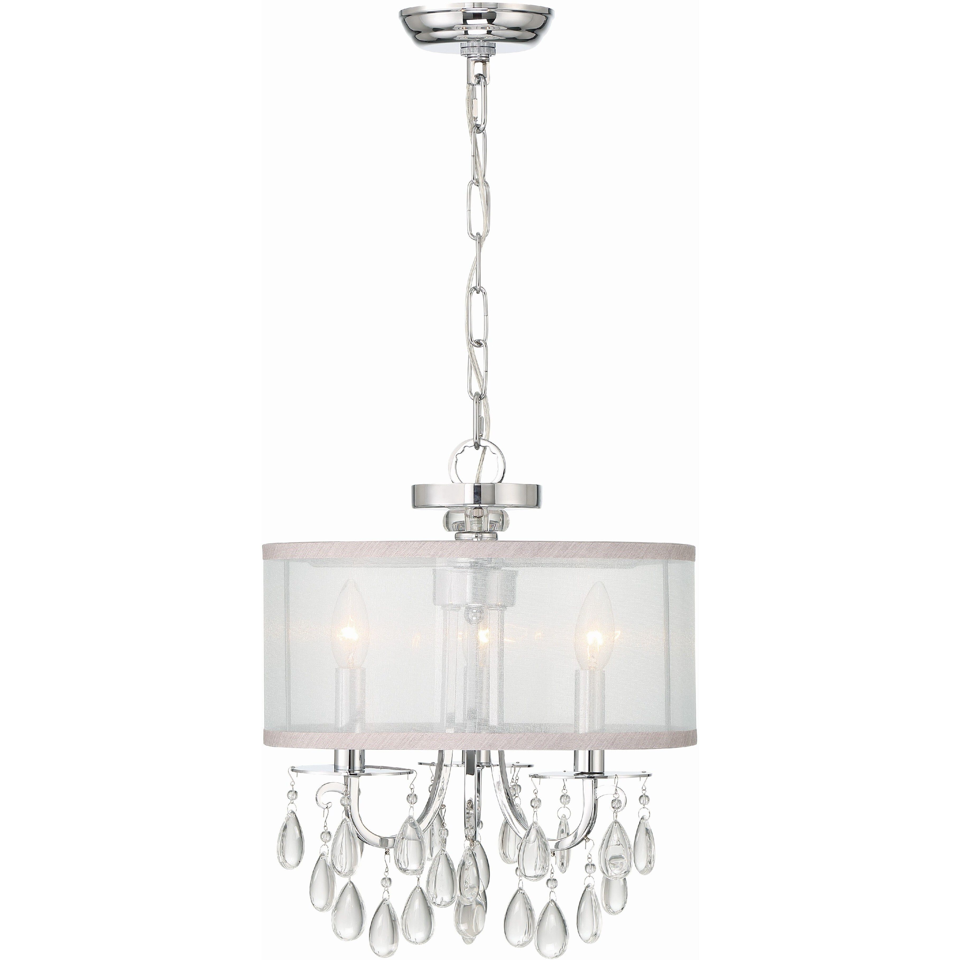 Hampton 3 Light 14 inch Polished Chrome Mini Chandelier Ceiling Light