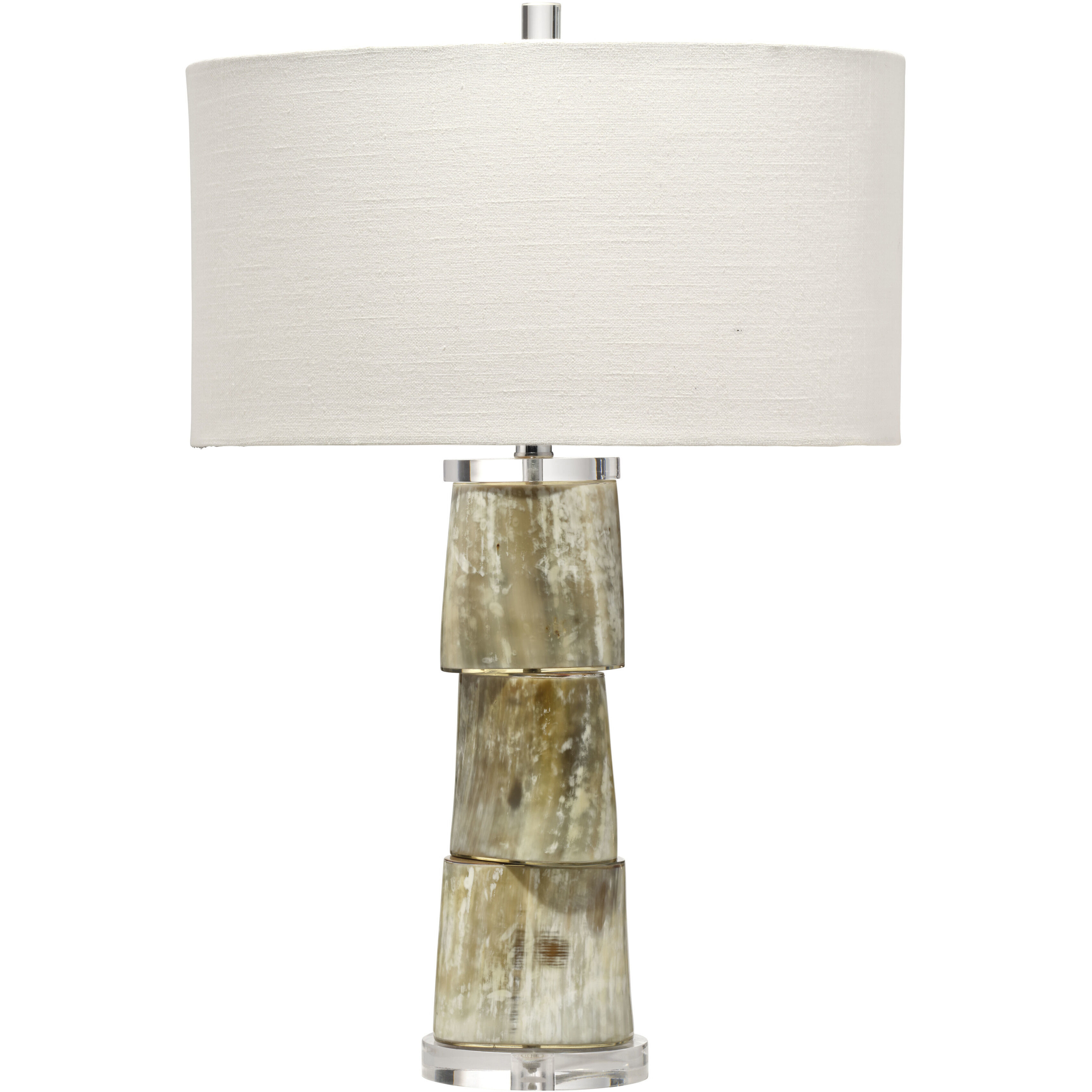 Stag 27 inch 150 watt Cream Stacked Horn Table Lamp Portable Light, Inline