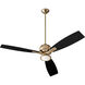 Juno 60 inch Aged Bronze with Matte Black/Weathered Oak Blades Ceiling Fan in Aged Brass