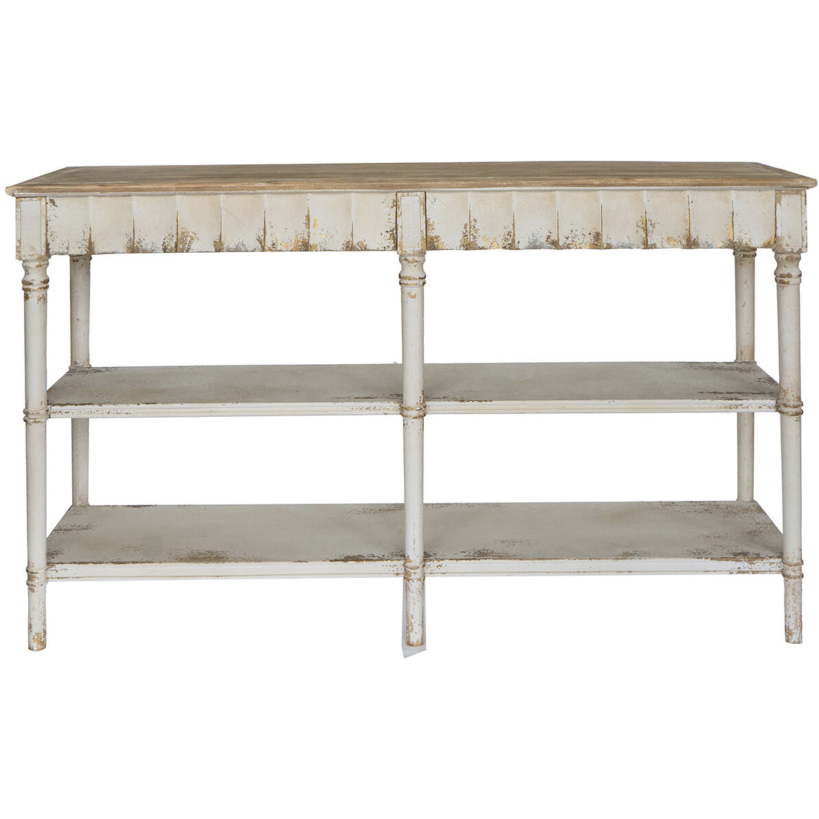 Anita 63 X 19.7 inch Distressed White and Beige Console Table