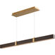 Decca LED 48 inch Aged Brass And Walnut Linear Pendant Ceiling Light