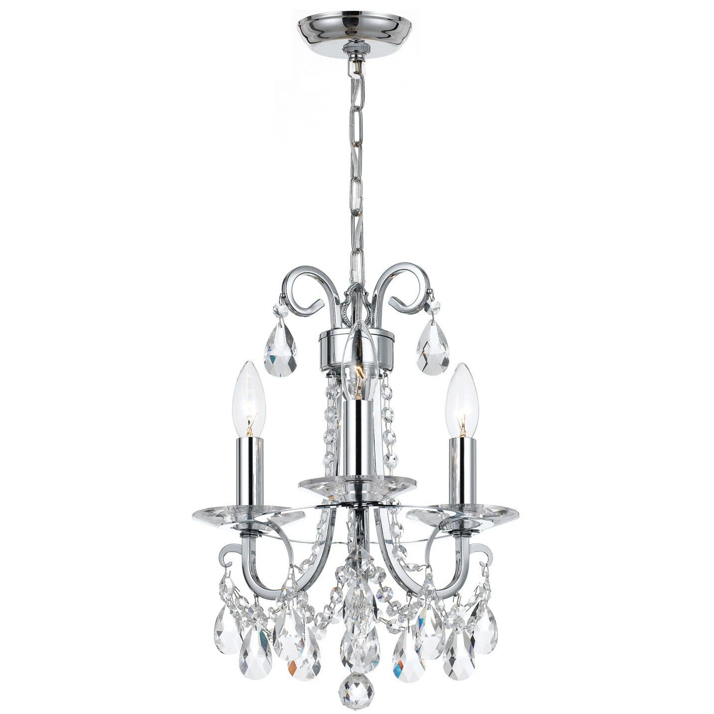 Othello 3 Light 13 inch Polished Chrome Mini Chandelier Ceiling Light in Clear Hand Cut