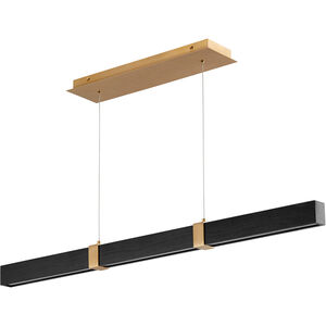 Decca LED 48 inch Aged Brass And Black Oak Linear Pendant Ceiling Light
