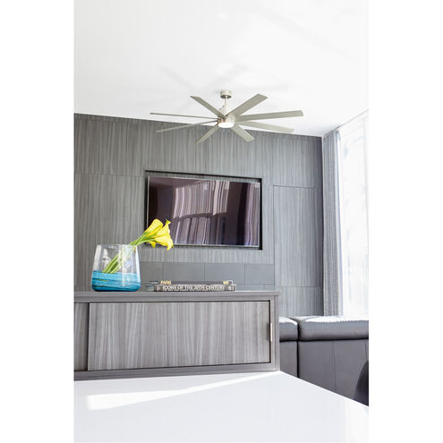 Cosmo 70 inch Satin Nickel with Silver Blades Indoor Fan, Light Kit Sold Separately