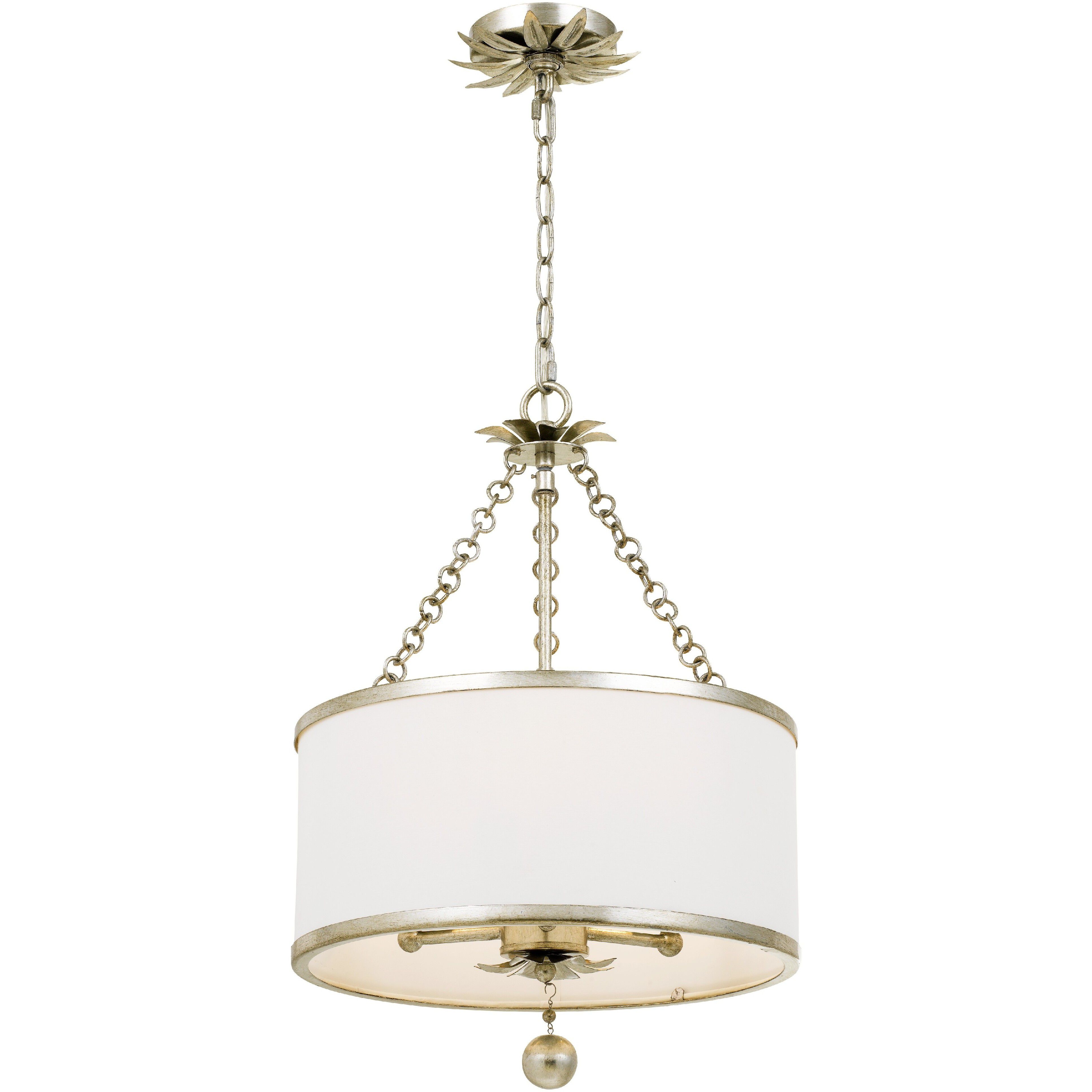 Broche 3 Light 14 inch Antique Silver Mini Chandelier Ceiling Light