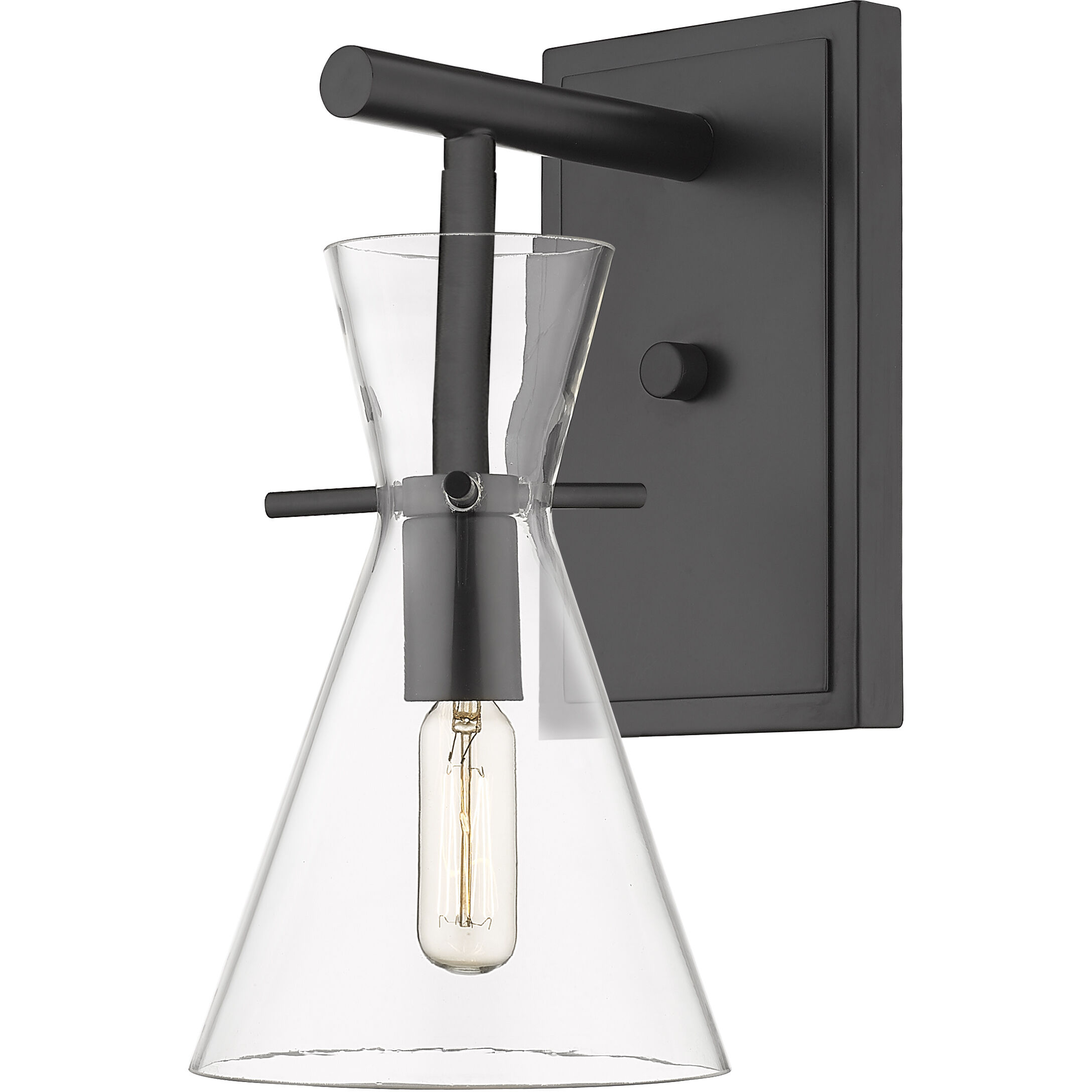 Auralume Colden LED 7.38 inch Matte Black and Clear Bath Vanity Light Wall Light