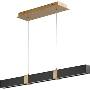 Decca LED 36 inch Aged Brass And Black Oak Linear Pendant Ceiling Light