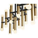 Nero 26 Light 34 inch Black with Aged Brass Linear Chandelier Ceiling Light