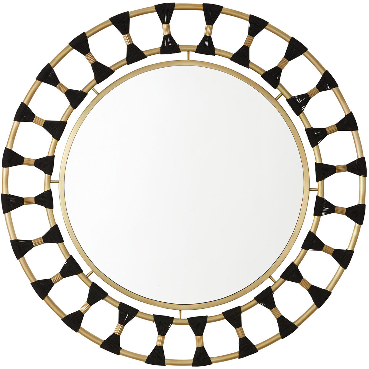 Mirror 35 X 35 inch Black Rope and Patinaed Brass Wall Mirror