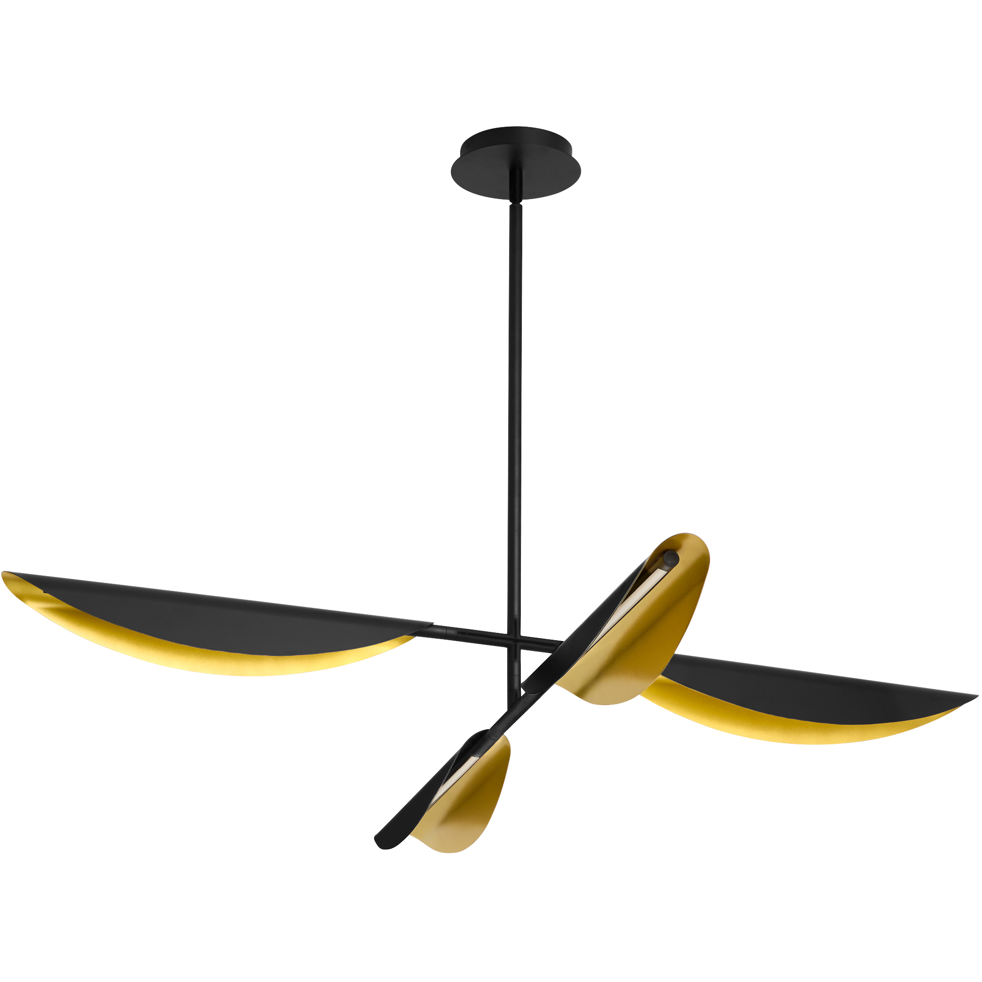 Pivot 4 Light 55 inch Black/Aged Brass Chandelier Ceiling Light