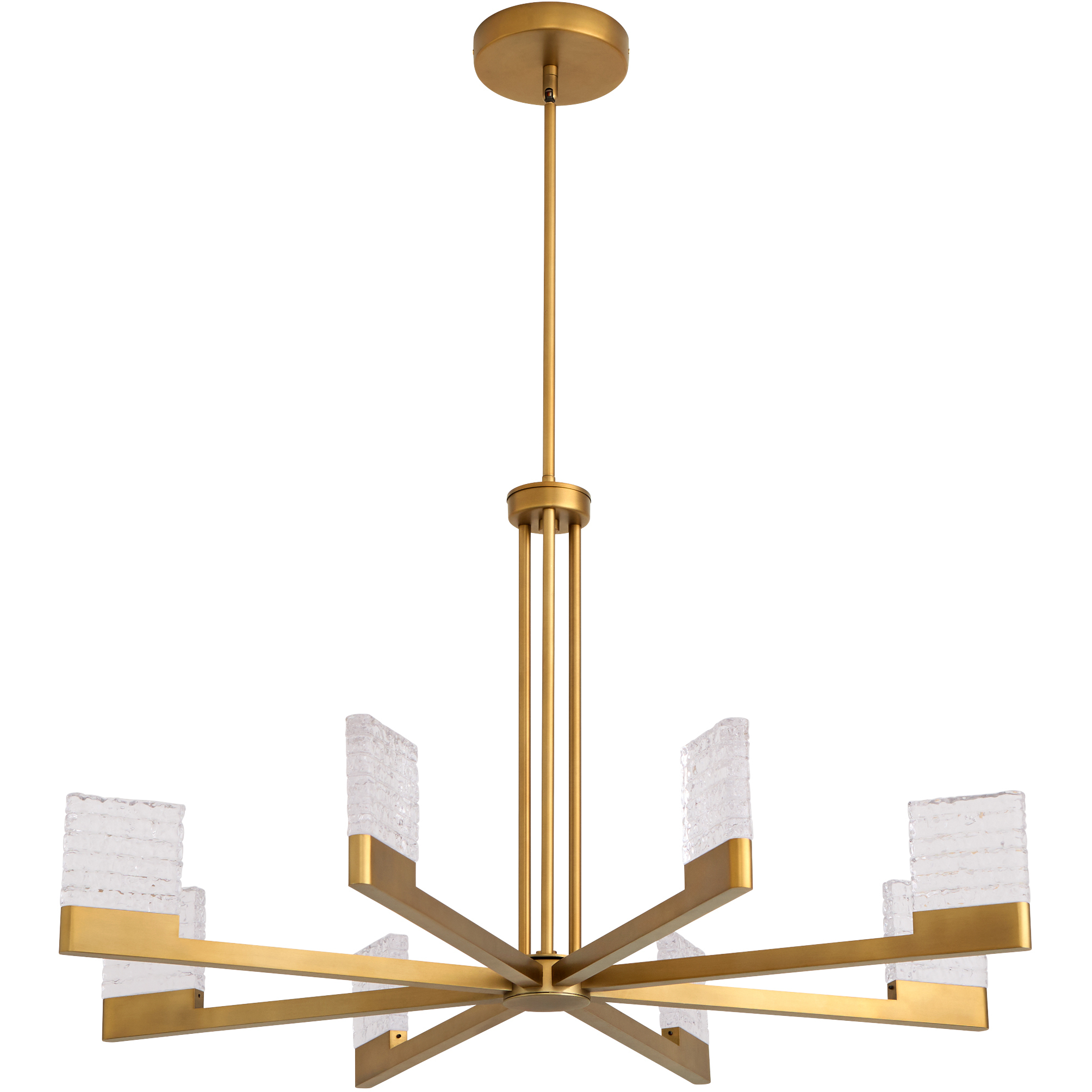 Gamma 8 Light 36 inch Brushed Brass Chandelier Ceiling Light