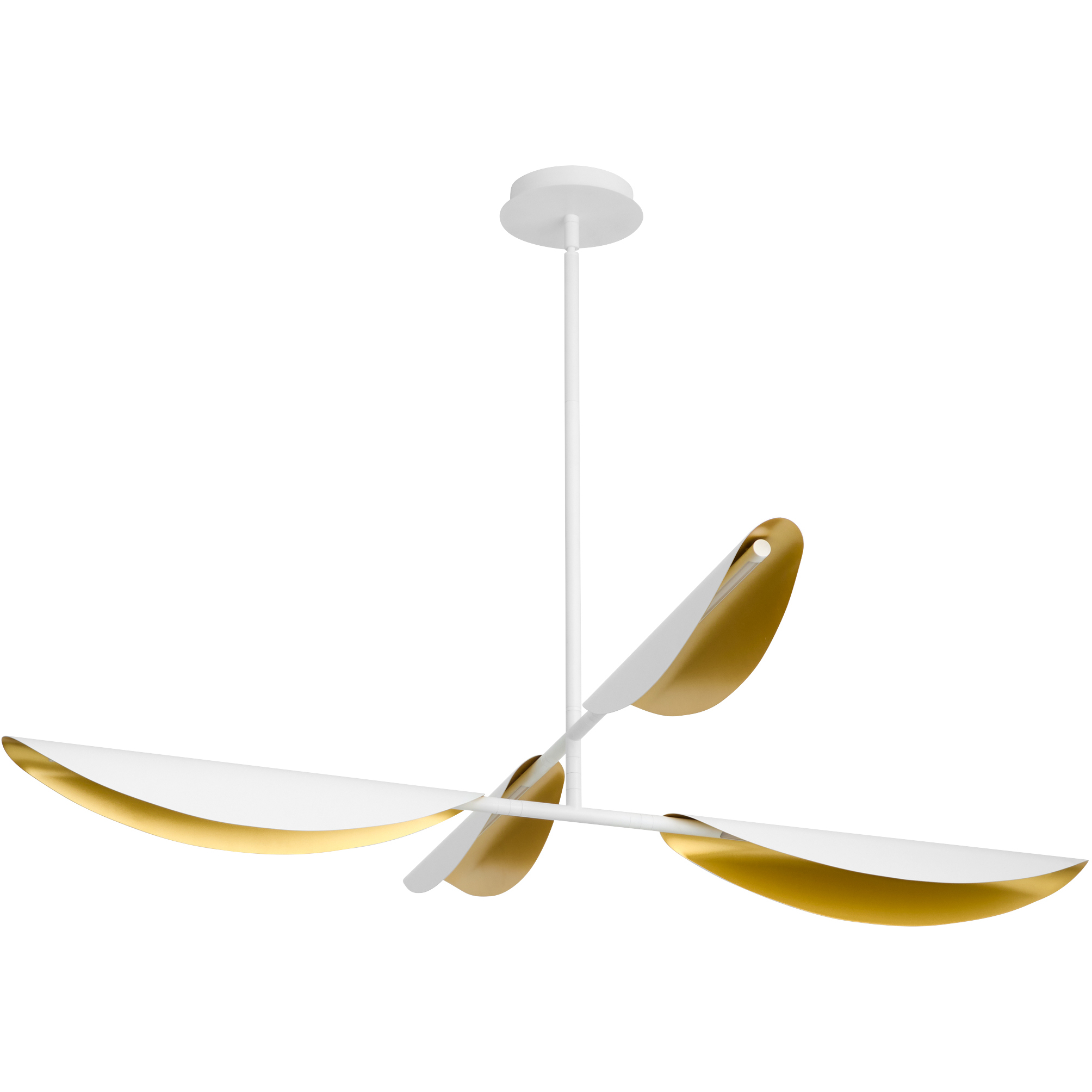 Pivot 4 Light 55 inch White/Aged Brass Chandelier Ceiling Light